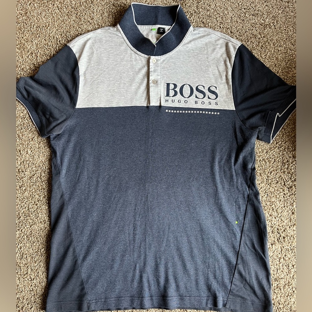 Hugo Boss Polo Shirt. Size 3XL Slim Fit. Navy Blue/Gray.